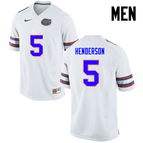 Men Florida Gators #5 CJ Henderson College Football Jerseys-White - Click Image to Close